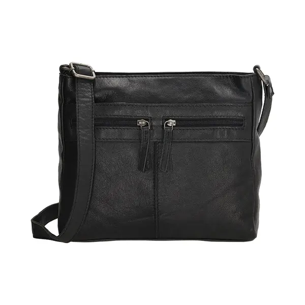 Beagles Maspalomas Crossbody Schoudertas - Handige Ritsvakjes - Leren Dames Tas - Zwart thumbnail