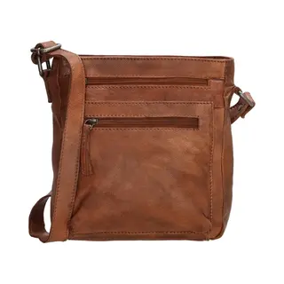 Beagles Maspalomas Crossbody Schoudertas - Handige Ritsvakken - Leren Dames Tas - Cognac