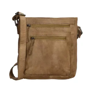 Beagles Maspalomas Crossbody Schoudertas - Handige Ritsvakken - Leren Dames Tas - Taupe