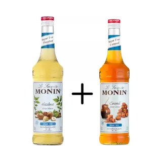 Monin Siroop Hazelnoot Suikervrij 70cl + Caramel Suikervrij 70cl