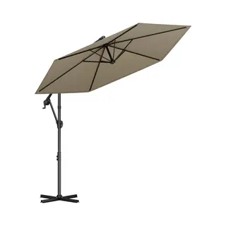 LifeGoods Zweefparasol - Rond Ø300 Cm - Inclusief Beschermhoes - Upf 50+ En Waterdicht - Taupe