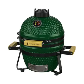 KitchenBrothers Kamado Bbq - Pfas Vrij - 13 Inch Houtskool Barbecue - 27⌀ Cm - Deluxe Set - Egg Bbq Met Accessoires Inclusief Hoes - Groen