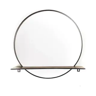 Housevitamin Wandspiegel Met Plank – Rond – Metaal – Zwart – Ø40 Cm – Modern & Functioneel