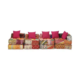 VidaXL Poef Vierzits Modulair Stof Patchwork