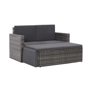 VidaXL 2-delige Loungeset Met Kussens Poly Rattan Grijs