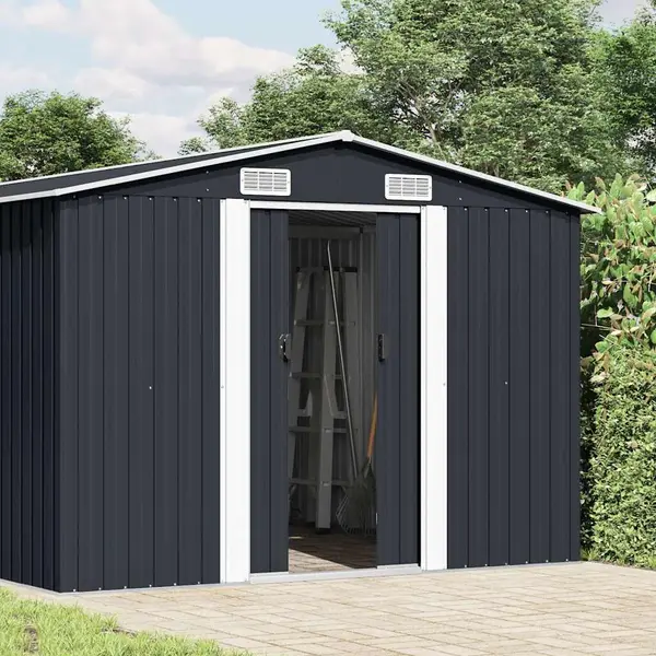 Vidaxl - Garden Shed 257x392x181 Cm Metal Anthracite thumbnail