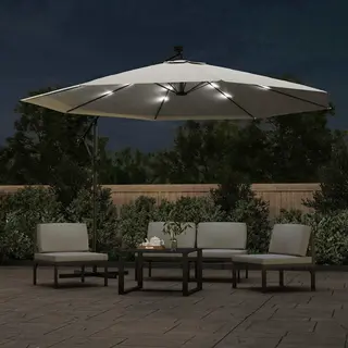 VidaXL Zweefparasol Met Led-verlichting En Metalen Paal 350 Cm Zand