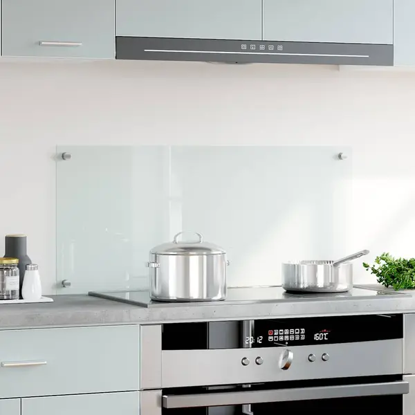 Kitchen Backsplash Transparent 90 X 40 Cm Tempered Glass Vidaxl thumbnail