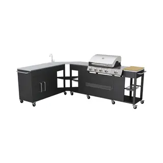 VidaXL 40428 outdoor barbecue/grill Cooking station Gas Black, Stainless steel
