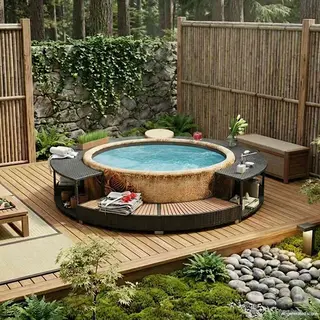 Vidaxl - Hot Tub Surround Black Poly Rattan
