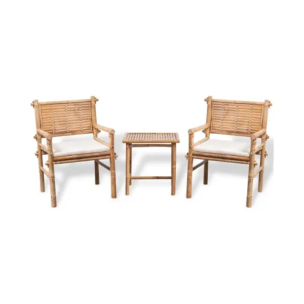VidaXL 3-tlg. Bistro-Set Mit Auflagen Bambus thumbnail