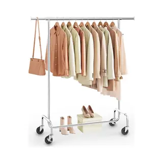 O'Daddy® Kledingrek - Kledingrek Op Wieltjes - Kledingrek Metaal - Kleding Rek - Kledingrekken - Garderoberek - Kledingstang - Kledingrek Zilver -