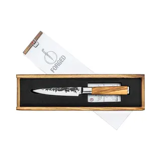 Forged Olive Universeel Keukenmes 13cm - Olijfhout - In Houten Giftbox