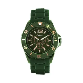Colori Classic Chic 5 COL251 Horloge - Siliconen Band - Ø 44 Mm - Donker Groen