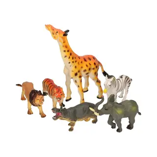 JohnToy Safari Speelfiguren - 6x Stuks - Wilde Dieren - Ca. 10 Cm - Speelgoed Dieren