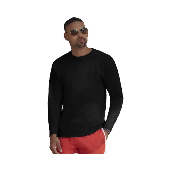 Fruit Of The Loom T-shirt Lange Mouw M Zwart thumbnail