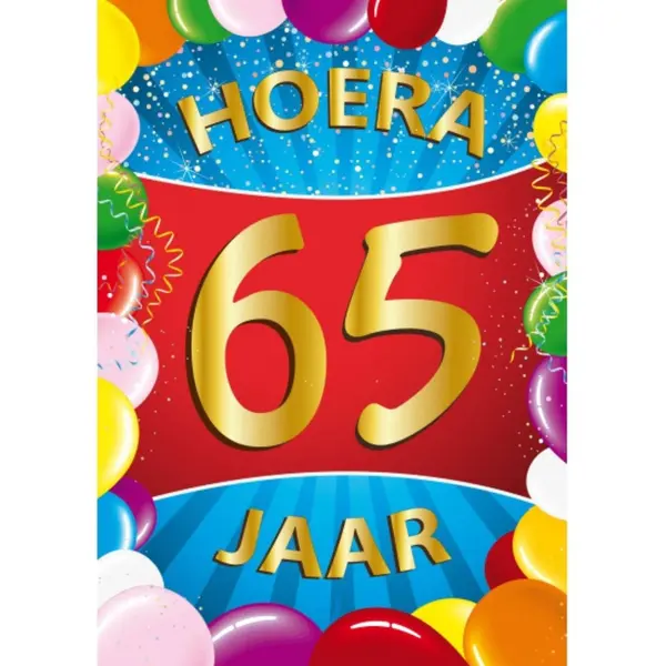Bellatio Decorations Verjaardag Deurposter - 65 Jaar - Multi - 59 X 84 Cm - Feestartikelen thumbnail