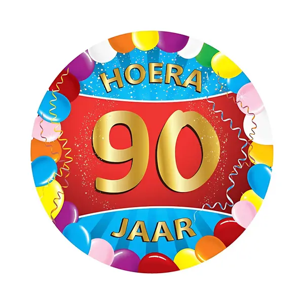 Bellatio Decorations Bierviltjes 90 Jaar - 25x Stuks - Multicolor - Verjaardag/feest - Feestartikelen thumbnail