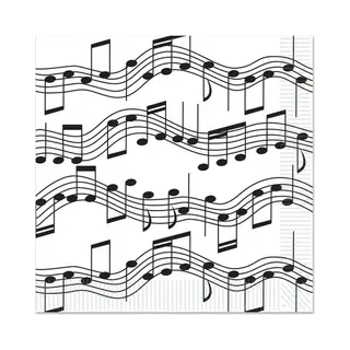 Muzieknoot Papieren Servetten - Wit - 16x - 25 X 25 Cm - Feest Servetten Muziek Thema