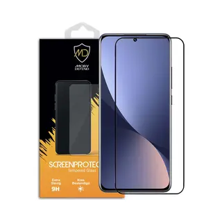 MobyDefend Screenprotector - Geschikt Voor Xiaomi 12 / 12X - Screensaver Met Zwarte Randen - Gehard Glas