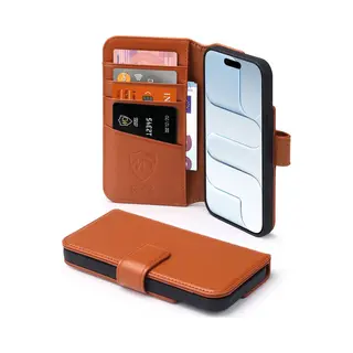 MobyDefend Hoesje - Geschikt Voor IPhone Air - Luxe Leren Wallet Bookcase - Bruin