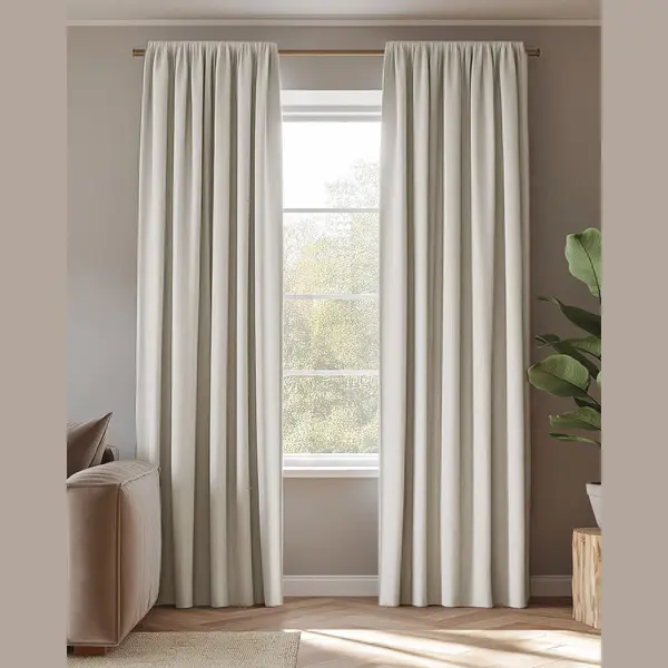 HOOMstyle Kant En Klaar Gordijn - Verduisterend - Met Plooiband - 140x270cm - Off White / Beige thumbnail