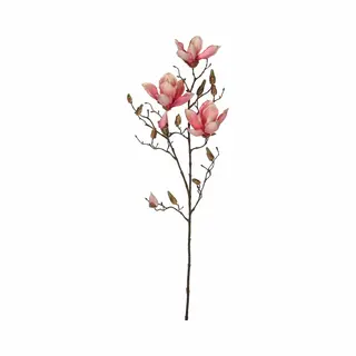 Mica Decorations Kunstbloem - Magnolia Beverboom - Roze - 80 Cm - Kunsttak