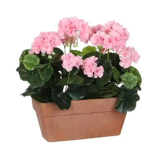 Mica Decorations - Geranium Kunstplant In Balkonbak - L29 X B13 X H40 Cm - Roze