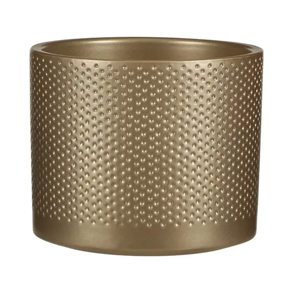 Mica Decorations Bloempot - Goud - Relief - Keramiek - D15 X H13 Cm - Plantenpotten Binnen thumbnail