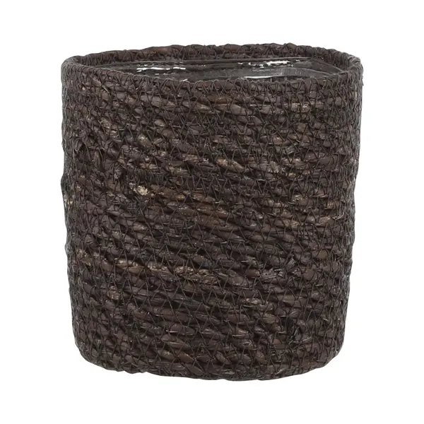 Mica Decorations Plantenmand - Grijs - Rotan - 12 X 12 Cm - Met Plastic Binnenkant thumbnail