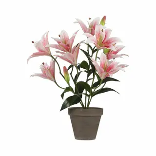 Mica Decorations Tigerlily/tijgerlelie Kunstplant - Roze - 47 Cm - Kunstplanten/nepplanten
