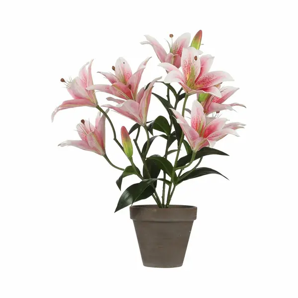 Mica Decorations Tigerlily/tijgerlelie Kunstplant - Roze - 47 Cm - Kunstplanten/nepplanten thumbnail