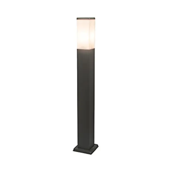 Qazqa - Modern Outdoor Pole I Bollard I Post Lamp Post Dark Gray With Opal 80 Cm IP44 - Malios Garden- - Modern - Suitable For Led E27 | 1 Light - thumbnail