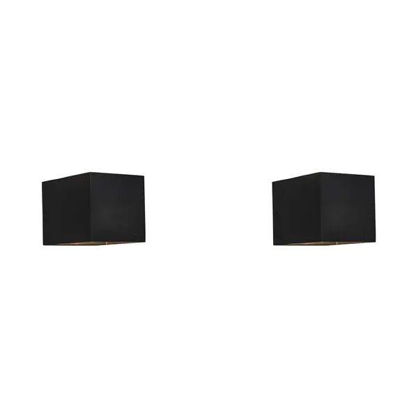 Qazqa Set Of 2 Modern Wall Lights Black - Transfer thumbnail