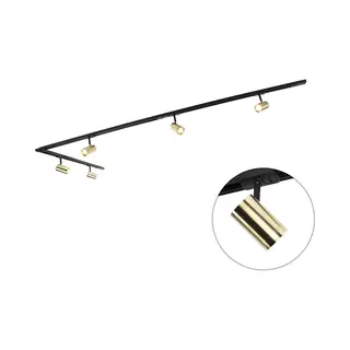 Qazqa Jeana - Moderne Spot Railsysteem Verlichting, Railverlichting Geschikt Voor Led - 5 Lichts - L 300 Cm - Zwart Goud - Woonkamer | Slaapkamer |