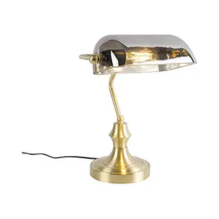 Qazqa Banker - Klassieke Notarislamp | Bankierslamp - 1 Lichts - H 345 Mm - Zwart Goud - Woonkamer | Slaapkamer
