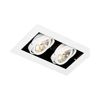 Qazqa - Modern Recessed Spotlight White 2-Light Adjustable - Oneon 70- - Modern - Suitable For Led GU10 | 2 Way Light - Steel Recessed Way Light -