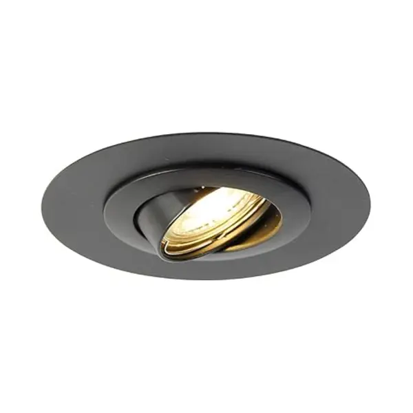 Qazqa Recessed Spotlight, Downlight - Edu - Black, Gu10, Max. 50W, 13cm, Round, Ideal For Office, Kitchen, Bedroom, And Living Room thumbnail