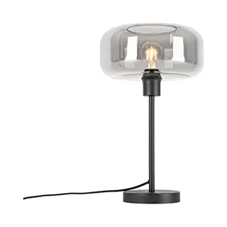 Qazqa Bizle - Art Deco Tafellamp - 1 Lichts - H 46 Cm - Grijs - Woonkamer | Slaapkamer | Keuken