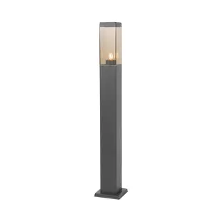Qazqa - Moderne Außen-stehleuchte Dunkelgrau Mit Rauchglas 80 Cm - Malios