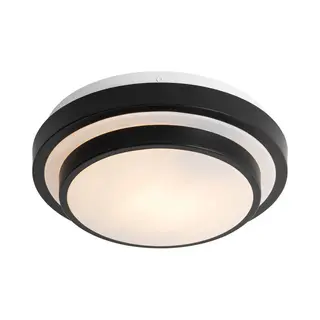 Qazqa Modern Ceiling Lamp Black With White 25 Cm Ip44 - Walden
