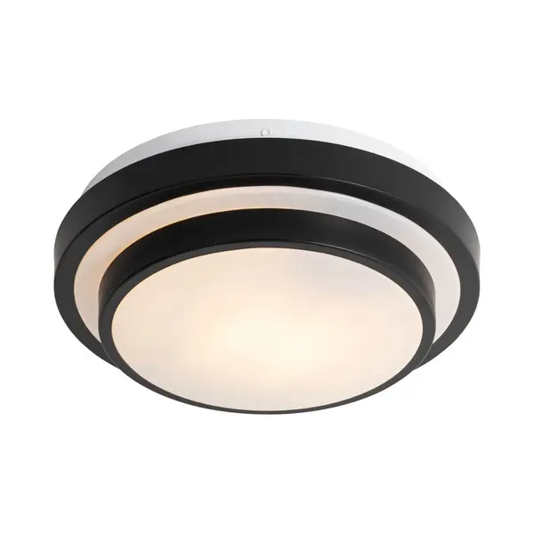 Qazqa Modern Ceiling Lamp Black With White 25 Cm Ip44 - Walden thumbnail