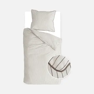 Walra Dekbedovertrek Gentle Stripes - 140x220 - 100% Katoen (Bci) - Off White / Bruin