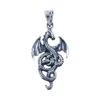 Mooye ® - Collectie Zilveren Draak Ketting Hanger - Gekrulde Staart