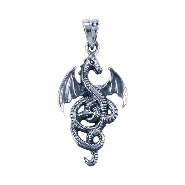 Mooye ® - Collectie Zilveren Draak Ketting Hanger - Gekrulde Staart thumbnail