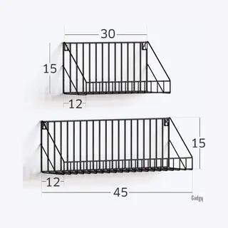 Gadgy Wandrekken Set 2 St - Wandrek Zwart Metaaldraad - Wanddecoratie Industrieel - Muurdecoratie Metaal - Wandplank Zwevend – 30 En 45 Cm