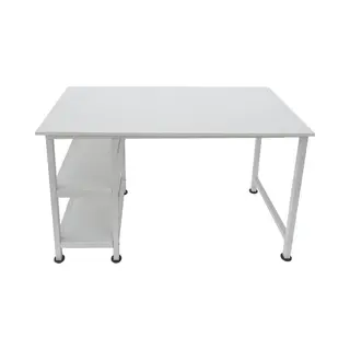 Vdd Bureau Computer Tafel - Met Opbergplanken - Wit Metaal Hout - 110 Cm Breed