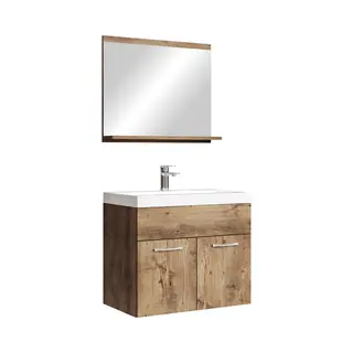 Badplaats Badezimmer Badmöbel-set Montreal 02 60cm Waschbecken Braun Eiche