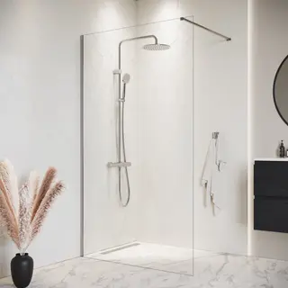 Badplaats Douchewand Florida 100 X 200 Cm – Chroom – Inloopdouche 8 Mm Veiligheidsglas