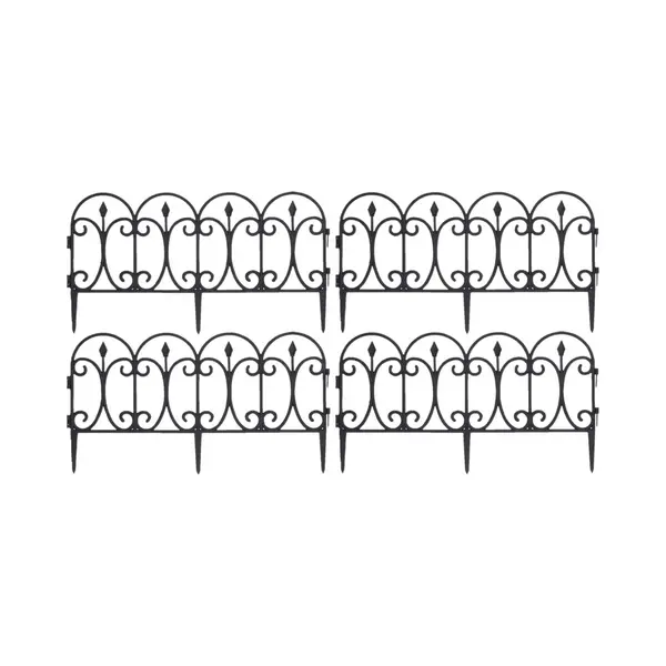 Tuinhekjes - 4x Stuks - Kunststof - 60 X 30 Cm - Zwart - Borderrand - Tuinafscheiding thumbnail